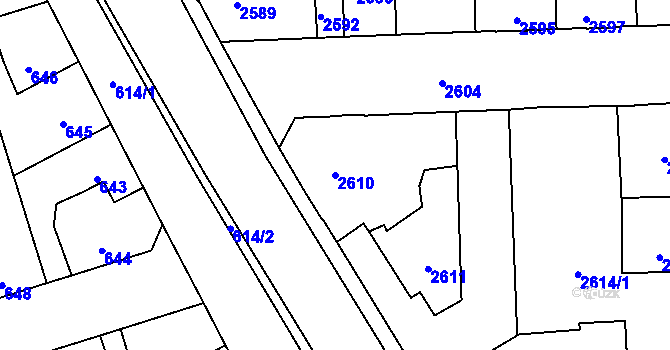 Parcela st. 2610 v KÚ Kročehlavy, Katastrální mapa