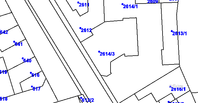 Parcela st. 2614/3 v KÚ Kročehlavy, Katastrální mapa