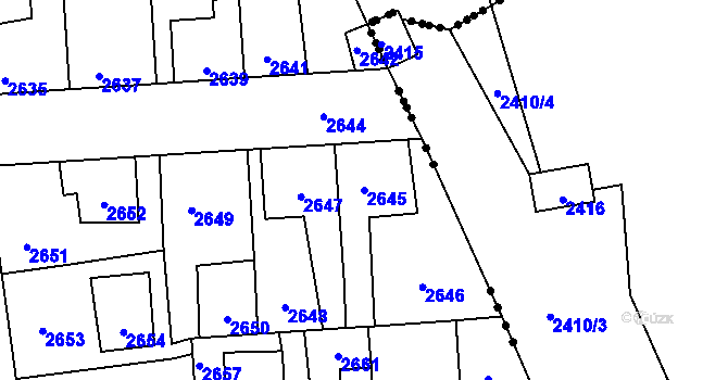 Parcela st. 2645 v KÚ Kročehlavy, Katastrální mapa