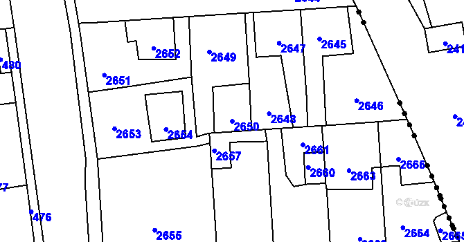 Parcela st. 2650 v KÚ Kročehlavy, Katastrální mapa