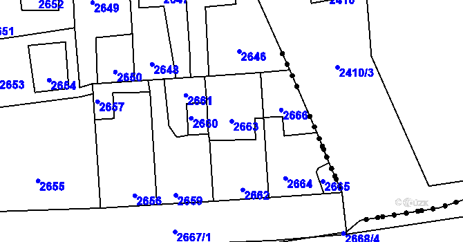 Parcela st. 2663 v KÚ Kročehlavy, Katastrální mapa