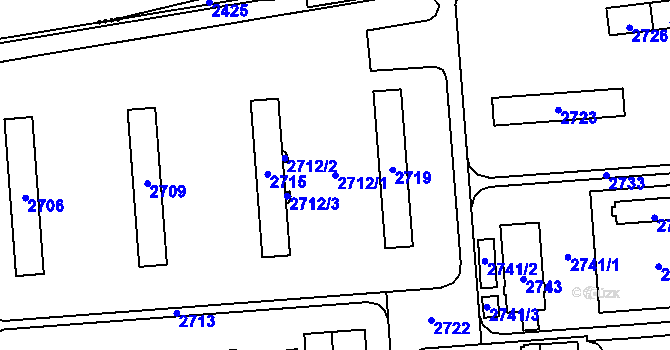 Parcela st. 2712/1 v KÚ Kročehlavy, Katastrální mapa