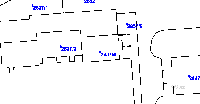 Parcela st. 2837/4 v KÚ Kročehlavy, Katastrální mapa