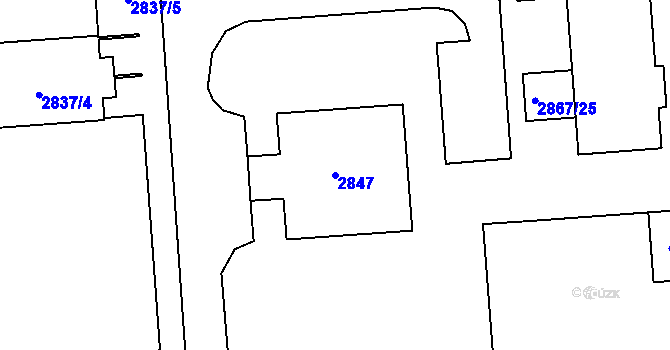 Parcela st. 2847 v KÚ Kročehlavy, Katastrální mapa