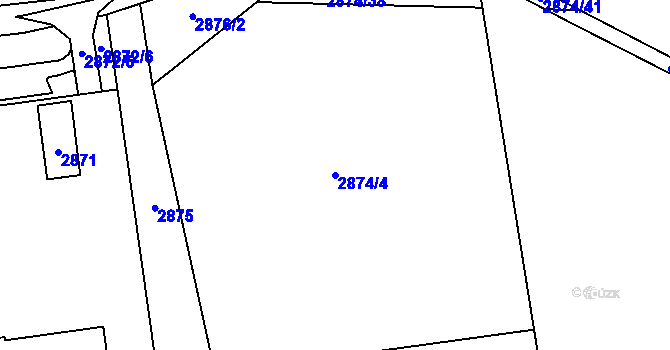 Parcela st. 2874/4 v KÚ Kročehlavy, Katastrální mapa