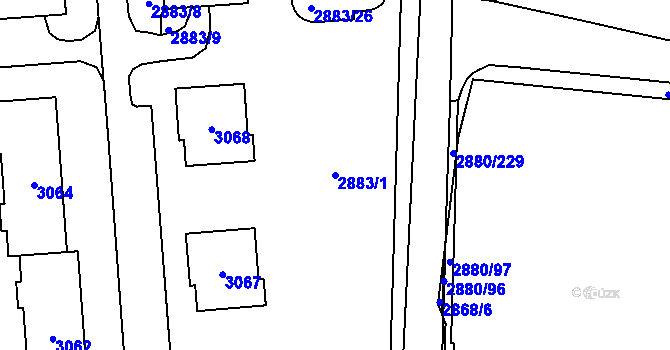 Parcela st. 2883/1 v KÚ Kročehlavy, Katastrální mapa