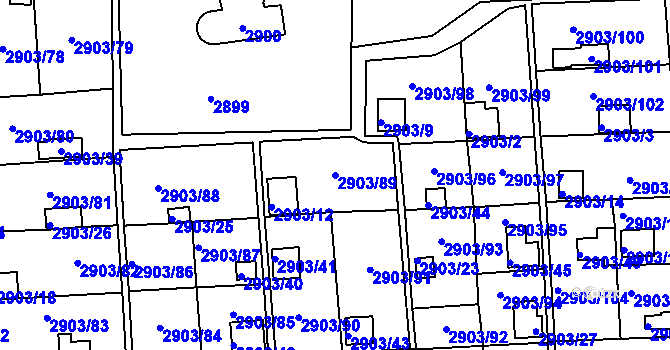 Parcela st. 2903/89 v KÚ Kročehlavy, Katastrální mapa