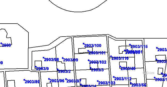 Parcela st. 2903/100 v KÚ Kročehlavy, Katastrální mapa