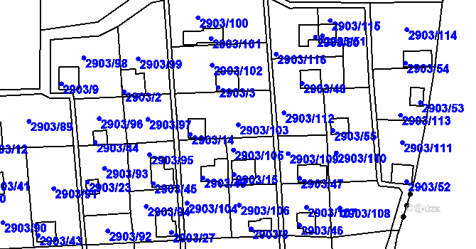 Parcela st. 2903/103 v KÚ Kročehlavy, Katastrální mapa