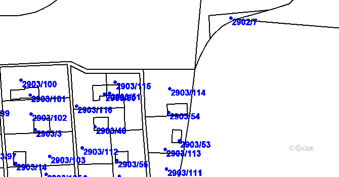Parcela st. 2903/114 v KÚ Kročehlavy, Katastrální mapa