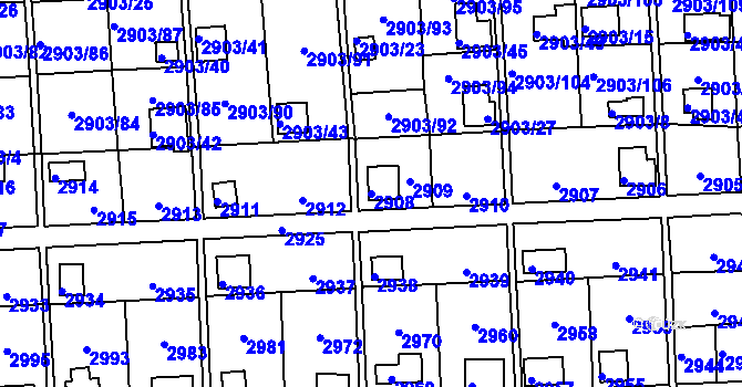 Parcela st. 2908 v KÚ Kročehlavy, Katastrální mapa