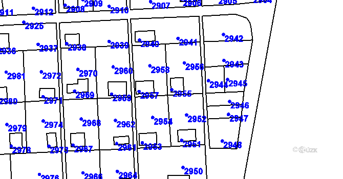 Parcela st. 2955 v KÚ Kročehlavy, Katastrální mapa