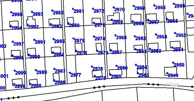 Parcela st. 2973 v KÚ Kročehlavy, Katastrální mapa