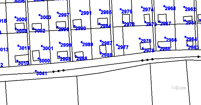 Parcela st. 2986 v KÚ Kročehlavy, Katastrální mapa