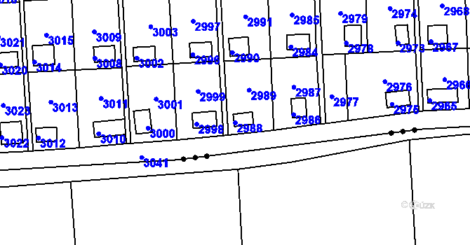 Parcela st. 2988 v KÚ Kročehlavy, Katastrální mapa