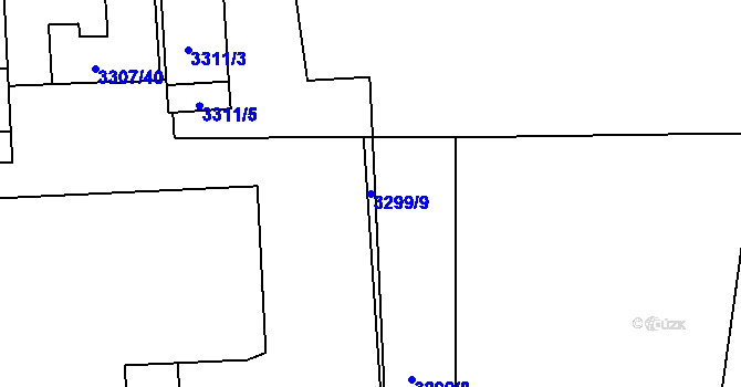 Parcela st. 3299/9 v KÚ Kročehlavy, Katastrální mapa