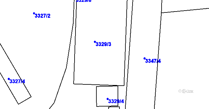 Parcela st. 3329/3 v KÚ Kročehlavy, Katastrální mapa