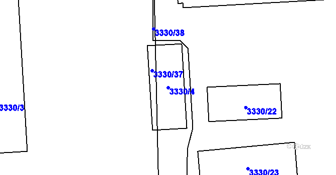 Parcela st. 3330/4 v KÚ Kročehlavy, Katastrální mapa
