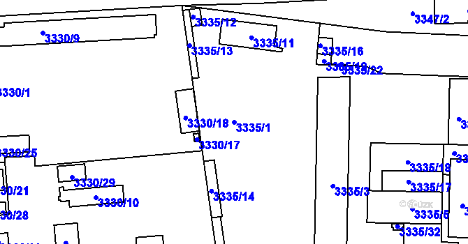 Parcela st. 3335/1 v KÚ Kročehlavy, Katastrální mapa