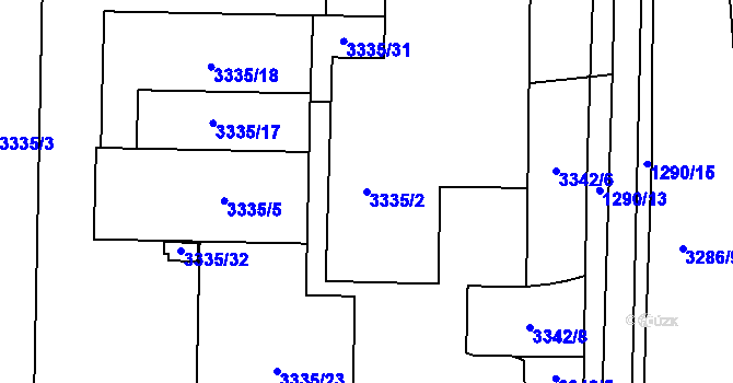 Parcela st. 3335/2 v KÚ Kročehlavy, Katastrální mapa