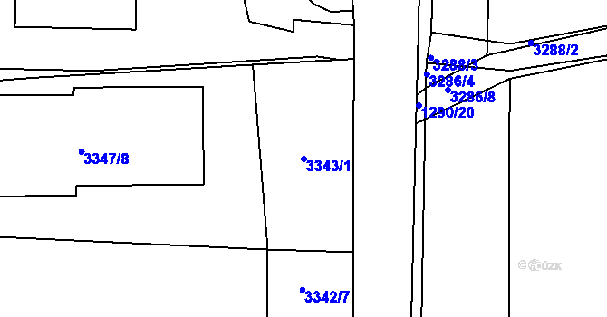 Parcela st. 3343/1 v KÚ Kročehlavy, Katastrální mapa