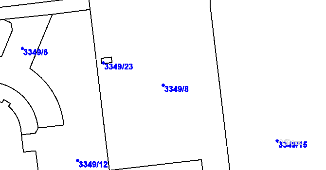Parcela st. 3349/8 v KÚ Kročehlavy, Katastrální mapa