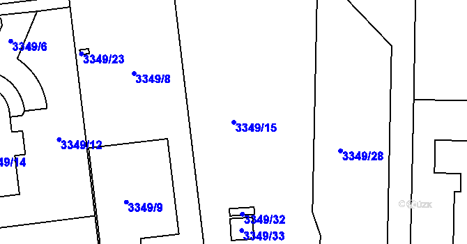 Parcela st. 3349/15 v KÚ Kročehlavy, Katastrální mapa