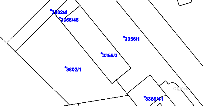 Parcela st. 3356/3 v KÚ Kročehlavy, Katastrální mapa