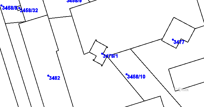 Parcela st. 3478/1 v KÚ Kročehlavy, Katastrální mapa