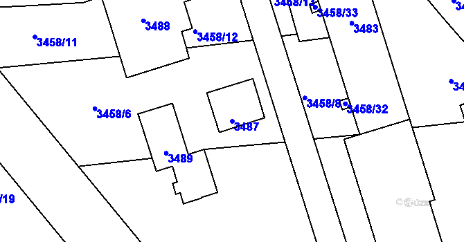 Parcela st. 3487 v KÚ Kročehlavy, Katastrální mapa