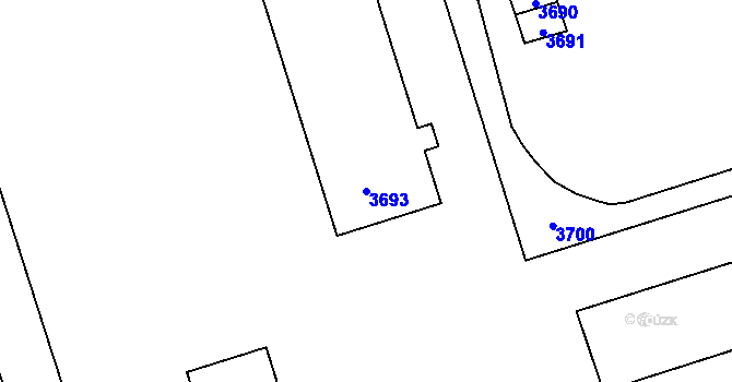 Parcela st. 3693 v KÚ Kročehlavy, Katastrální mapa