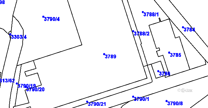 Parcela st. 3789 v KÚ Kročehlavy, Katastrální mapa