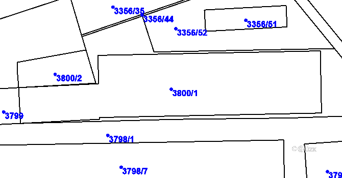 Parcela st. 3800/1 v KÚ Kročehlavy, Katastrální mapa