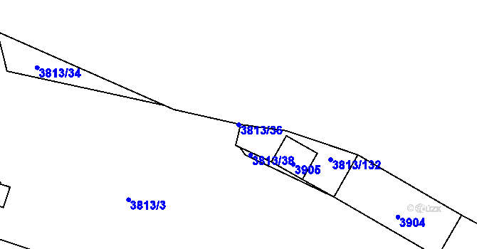 Parcela st. 3813/36 v KÚ Kročehlavy, Katastrální mapa
