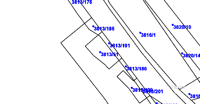 Parcela st. 3813/51 v KÚ Kročehlavy, Katastrální mapa
