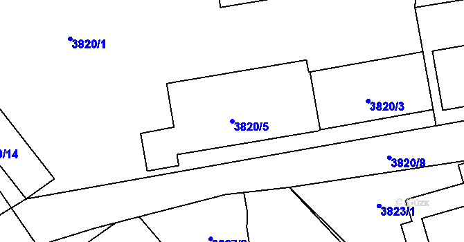 Parcela st. 3820/5 v KÚ Kročehlavy, Katastrální mapa