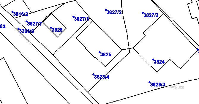 Parcela st. 3825 v KÚ Kročehlavy, Katastrální mapa