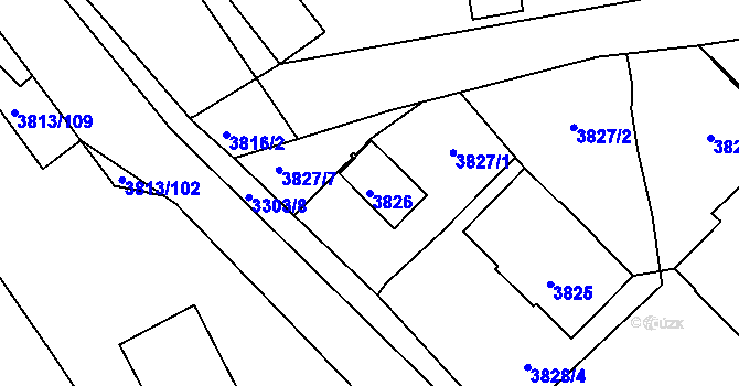 Parcela st. 3826 v KÚ Kročehlavy, Katastrální mapa