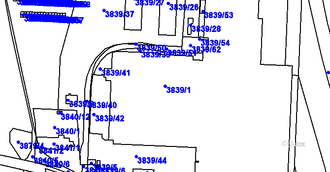 Parcela st. 3839/1 v KÚ Kročehlavy, Katastrální mapa