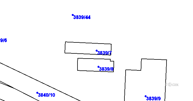 Parcela st. 3839/7 v KÚ Kročehlavy, Katastrální mapa