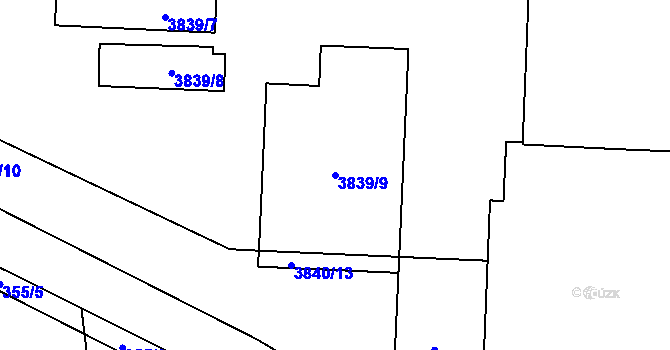 Parcela st. 3839/9 v KÚ Kročehlavy, Katastrální mapa