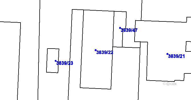 Parcela st. 3839/22 v KÚ Kročehlavy, Katastrální mapa