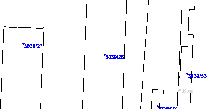 Parcela st. 3839/26 v KÚ Kročehlavy, Katastrální mapa