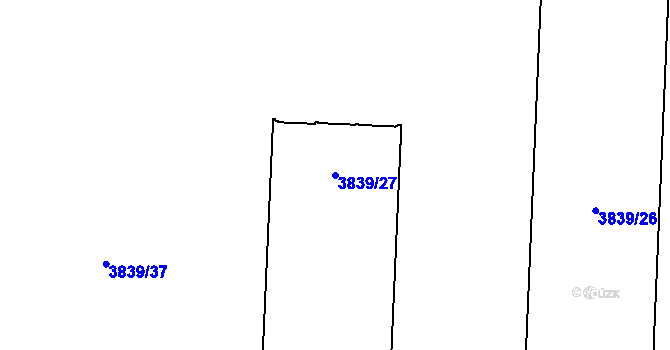 Parcela st. 3839/27 v KÚ Kročehlavy, Katastrální mapa