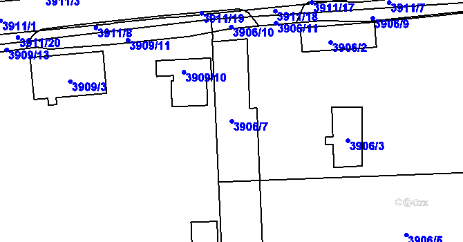 Parcela st. 3906/7 v KÚ Kročehlavy, Katastrální mapa