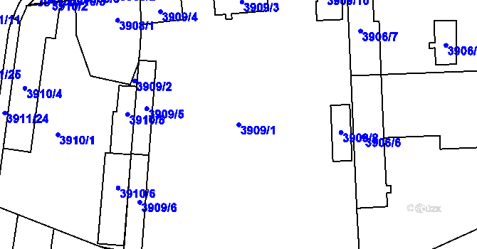 Parcela st. 3909/1 v KÚ Kročehlavy, Katastrální mapa