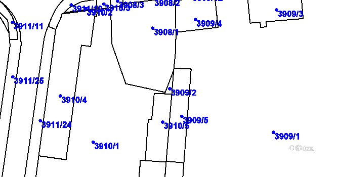 Parcela st. 3909/2 v KÚ Kročehlavy, Katastrální mapa