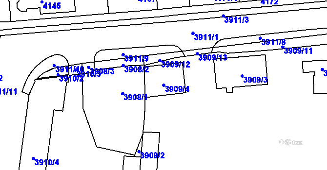 Parcela st. 3909/4 v KÚ Kročehlavy, Katastrální mapa