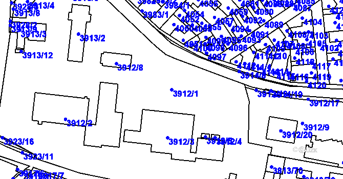 Parcela st. 3912/1 v KÚ Kročehlavy, Katastrální mapa