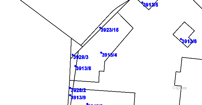 Parcela st. 3913/4 v KÚ Kročehlavy, Katastrální mapa